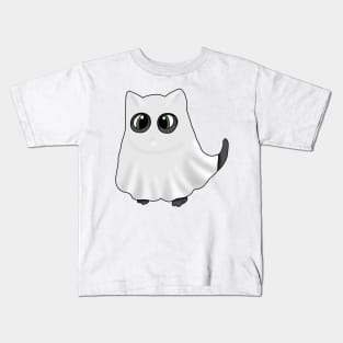 Black cat in a Ghost costume Kids T-Shirt